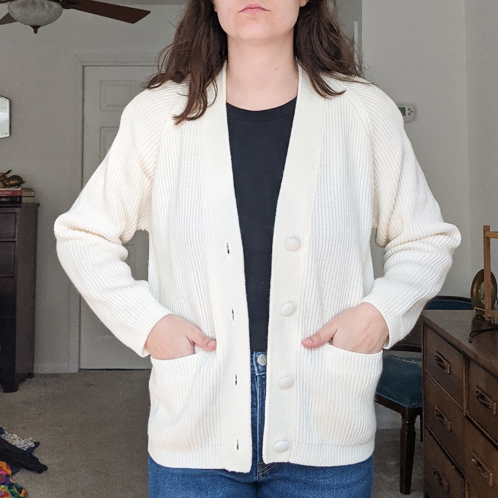 Vintage Cream Knit Cardigan Sweater